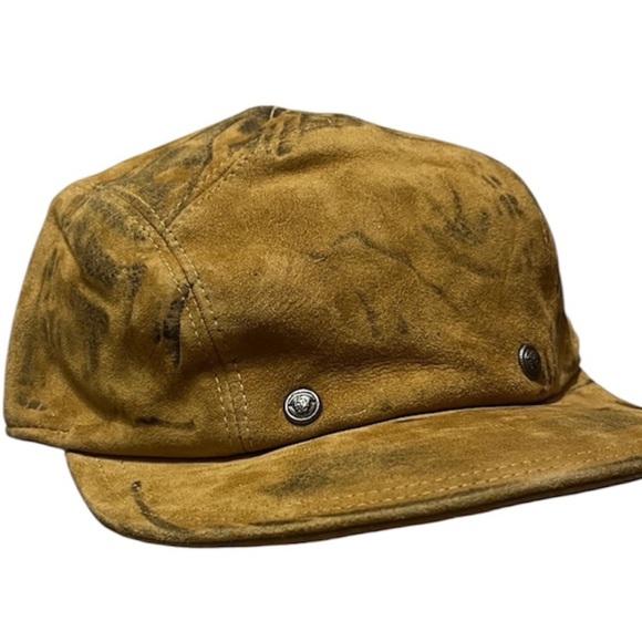 Vintage Tan Suede Designer Cap with Black Accents Made in Italy Sz L main image 9